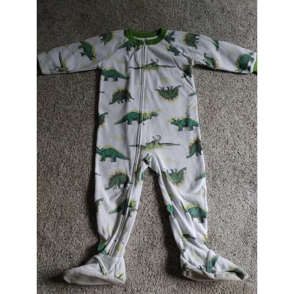 Carter's 2T Dinosaur Fleece Footed Baby Sleeper Pajamas One Piece Zipper